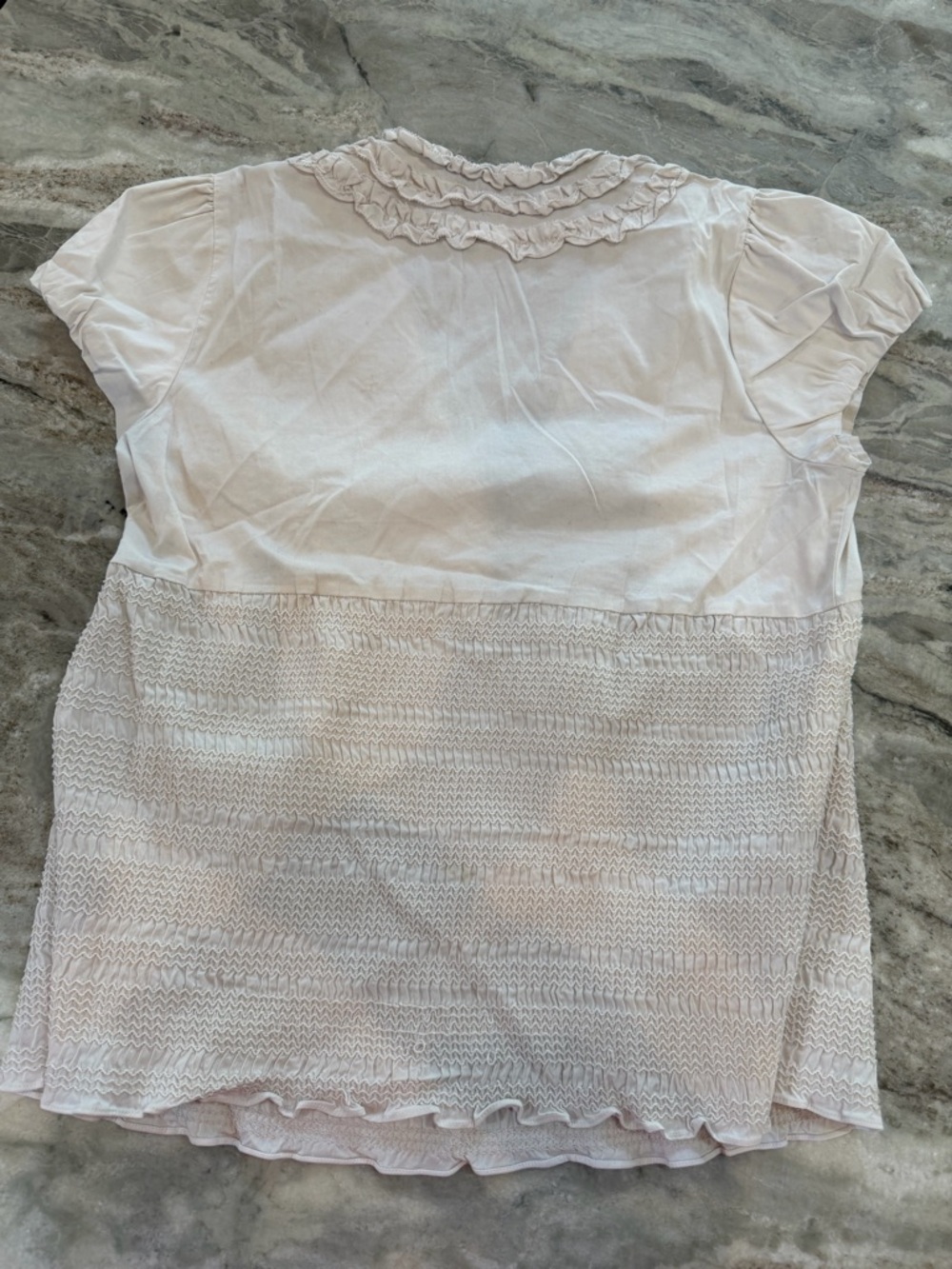 INC International Concepts Ruffle Babydoll Blouse Cream Ivory Size 10 - Picture 7 of 8